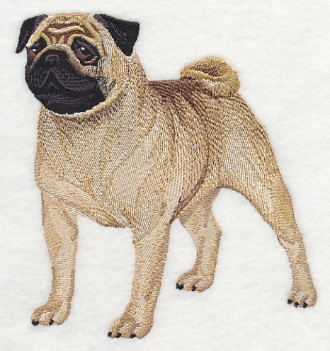 Pug Embroidered Waffle Weave Kitchen Towel