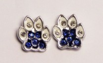 Cat Paw w/crystal & sapphire stones earring