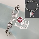 Silver Twisted Chain Love Letter Design Rhinestone Bracelet