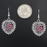 Zebra Print Heart Dangle Earrings- Alabama Crimson Tide